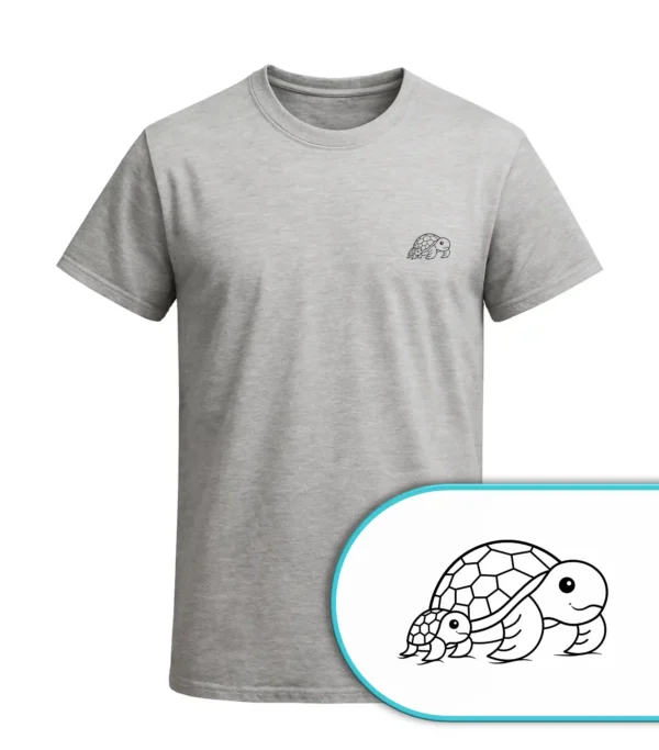 Schildkröten Familie T-Shirt – Nachhaltige Vis Wear Mode aus Bio-Baumwolle – Turtle Family Design Grau