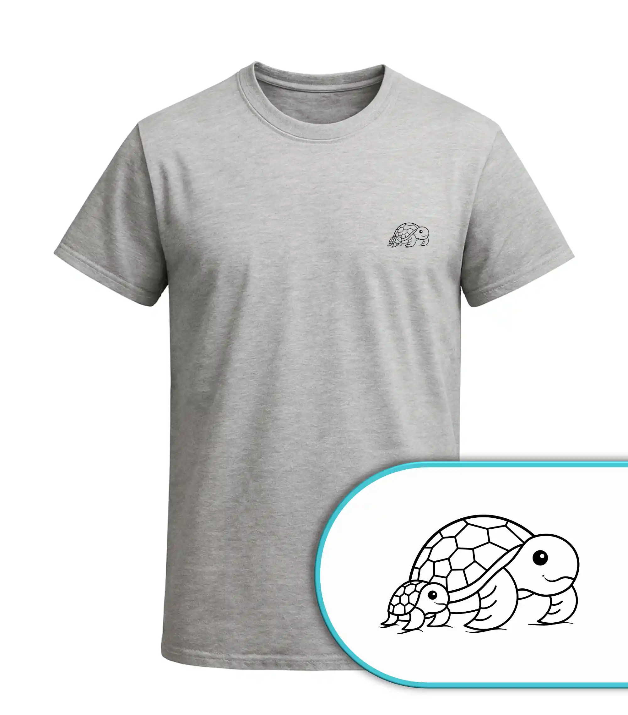 Schildkröten Familie T-Shirt – Nachhaltige Vis Wear Mode aus Bio-Baumwolle – Turtle Family Design Grau