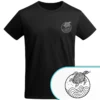 Schwarzes T-Shirt mit Schildkröte im Ozean der Wellen – Vis Wear Organic Surf Style Turtle Design Lupe