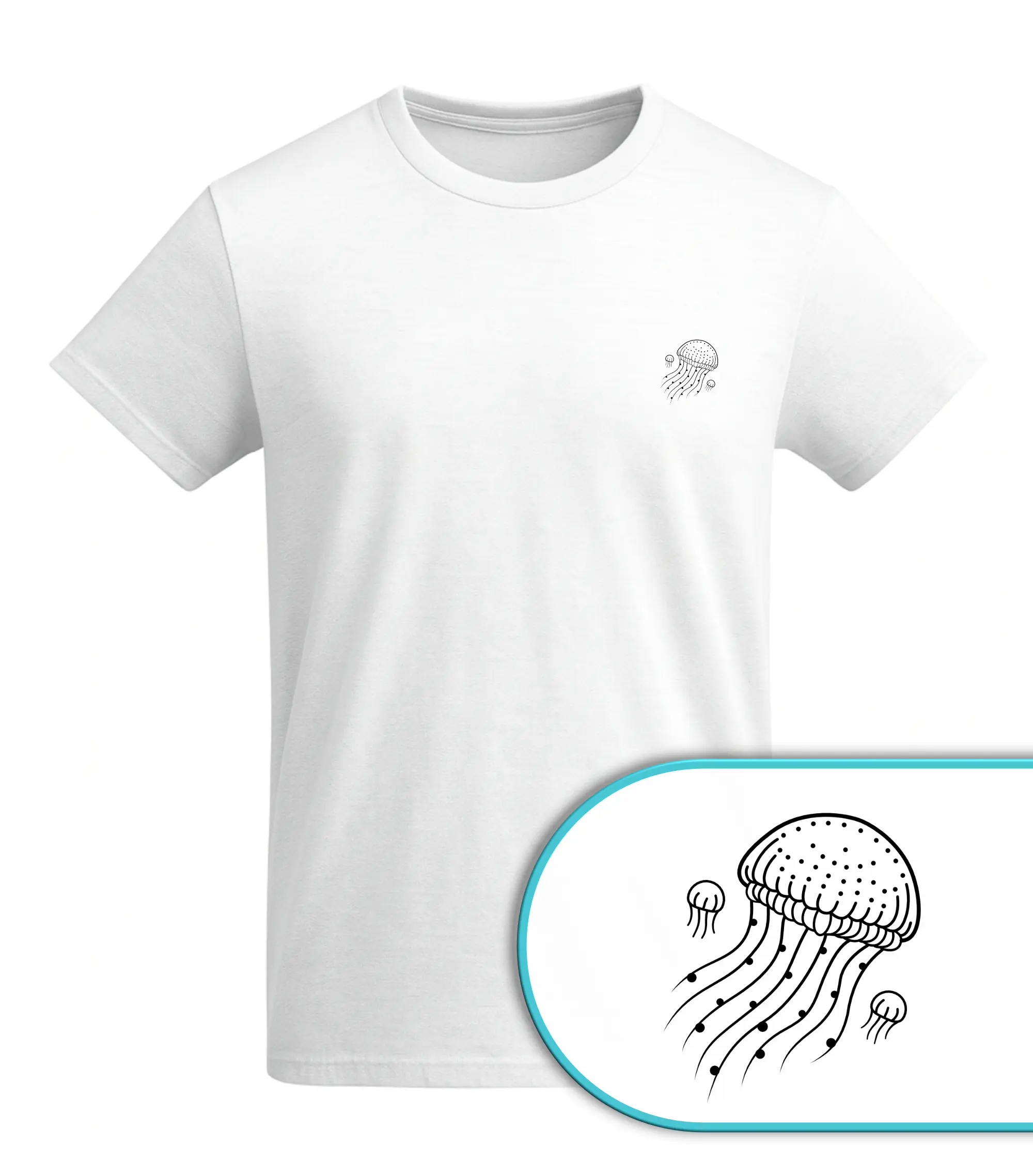 Quallen Familie T-Shirt – Nachhaltiges Vis Wear Unisex Shirt aus Bio-Baumwolle – Weiss Jellyfish Design